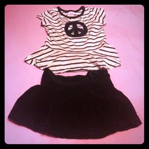 Peace shirt with black skorts